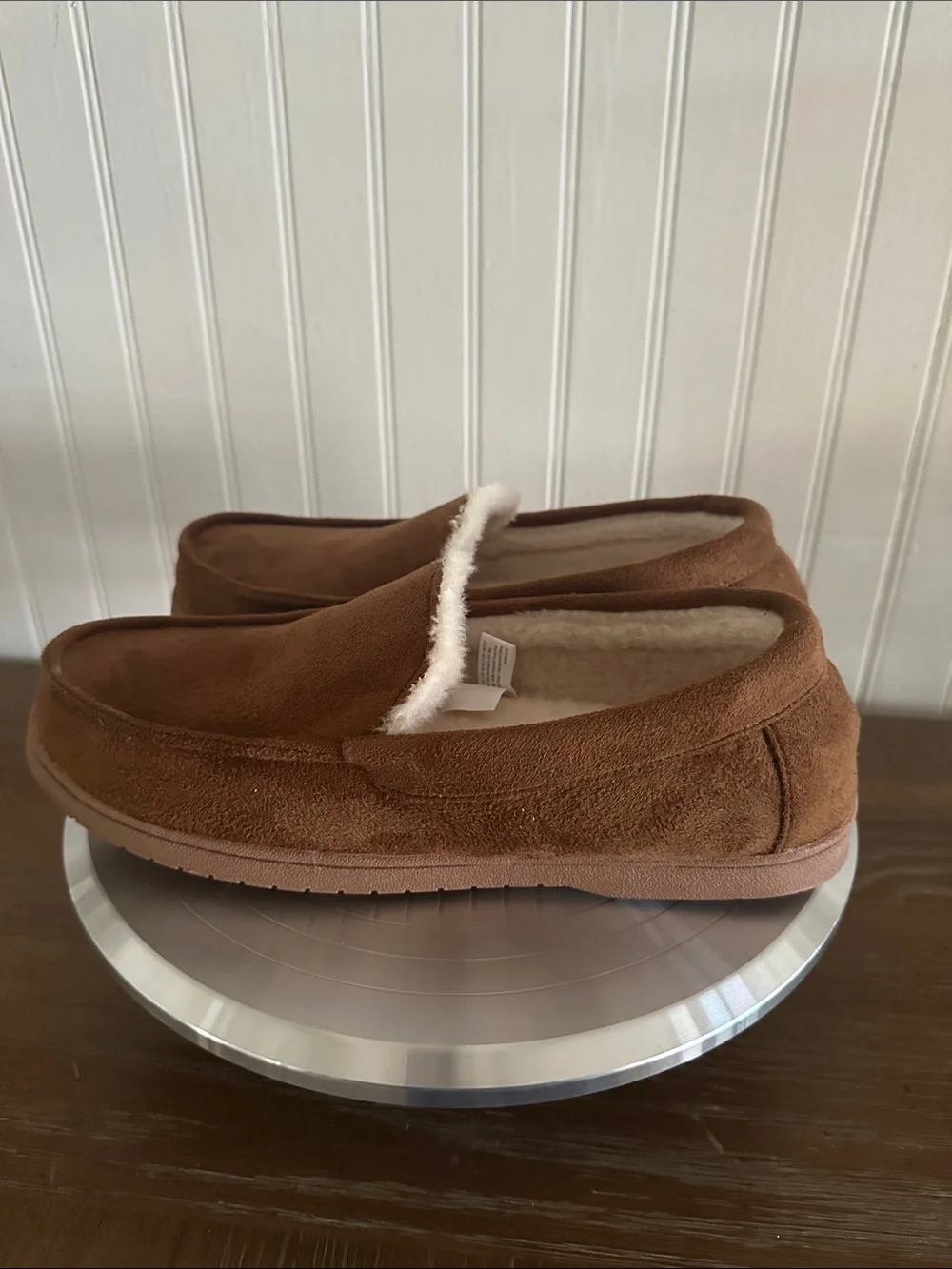 dearfoams Brown Faux-Suede Men's Slip-On Slippers Like New sz M
